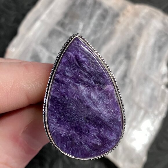Charoite Antique Styled Ring Size 9 and a Half - Picture 5 of 7